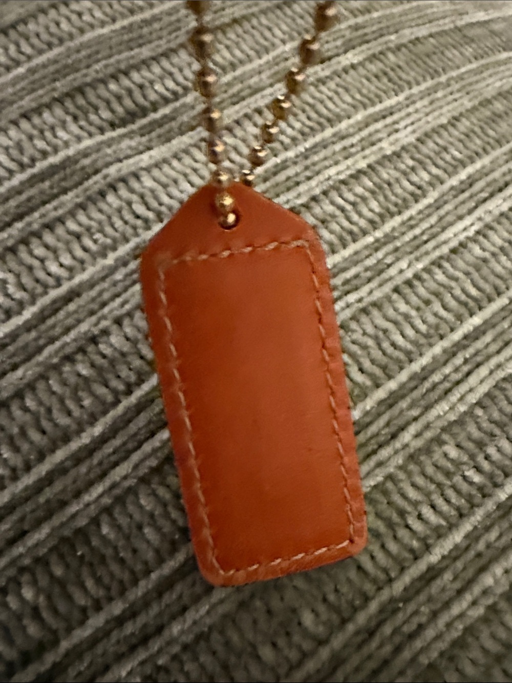 Coach Tan Leather Tag with stamped Gold Chain Coach authentic bag charm - Picture 3 of 7